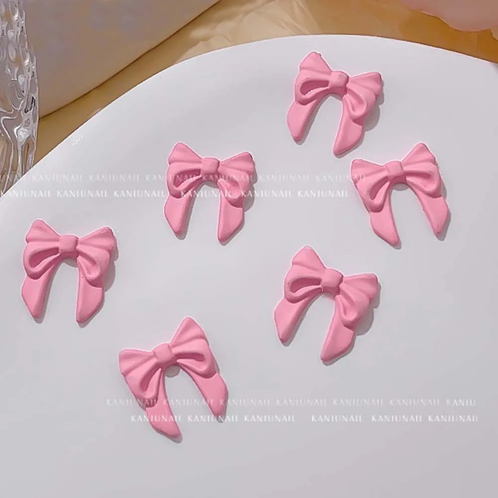 10pcs Cute Cream Pink Nail Art Charm 3D Lovely Bowknot Ribbon Cross Bear Nail Decor Parts DIY Luxury Kawaii Nail Jewelry Parts