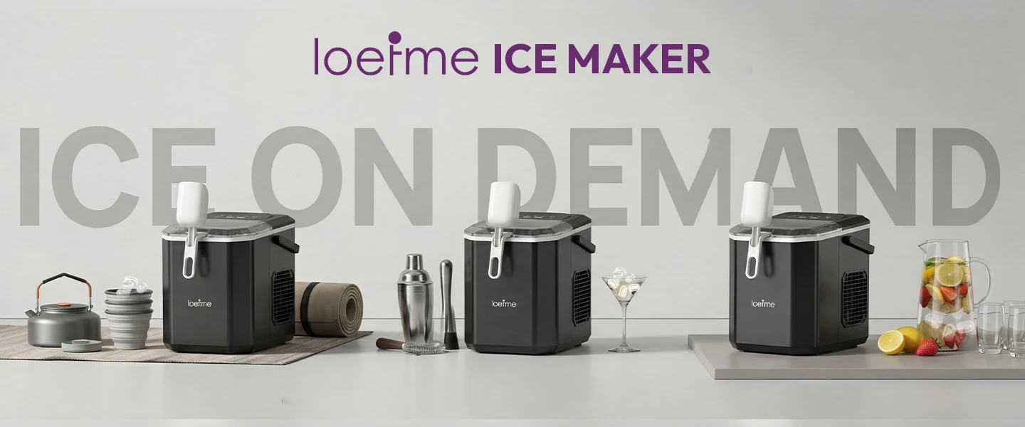 LOEFME 1,2 l tragbare Eismaschine, 12 kg/Tag, 9 Eiswürfel, selbstreinigende Eismaschine mit Eiskorb für Zuhause, Küche, Party, Camping – Detail 5