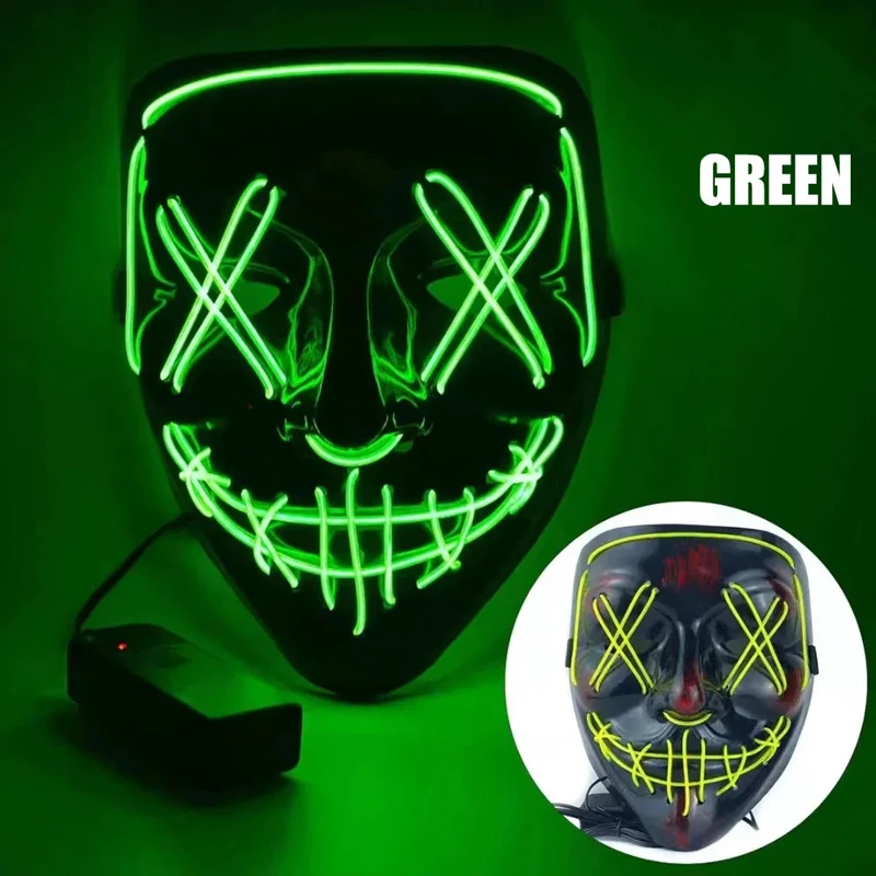 2025 Led-masker Halloween Carnaval Kerst Maskerade Partij Nachtclub Lichtgevende filmthememasker De Purge Gloeiend cosplaymasker