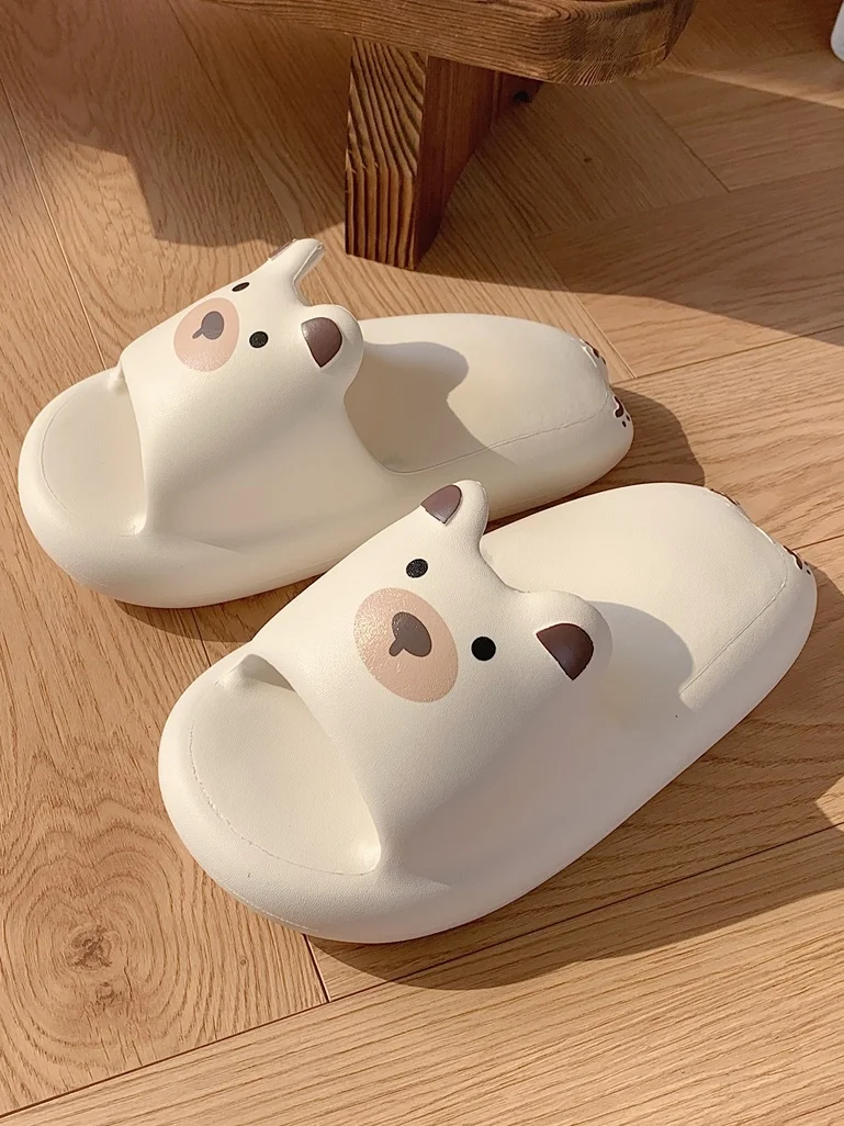 EVA soft Thick Sole Soft Cute Bear Slippers Men And Women Summer Home Bathroom Slippers Beach Sandals Household Flip Flops