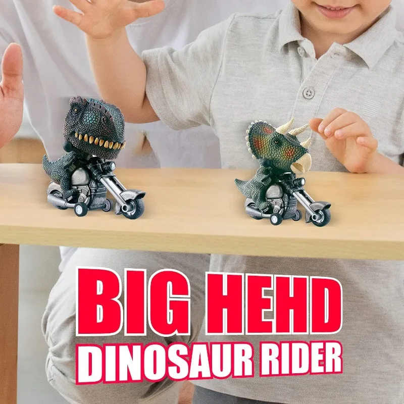 Children\'s Inertia Simulation Tyrannosaurus Rex Riding Motorcycle Model Toy Novelty Inertia Rebound Car Boys\' Birthday Gift