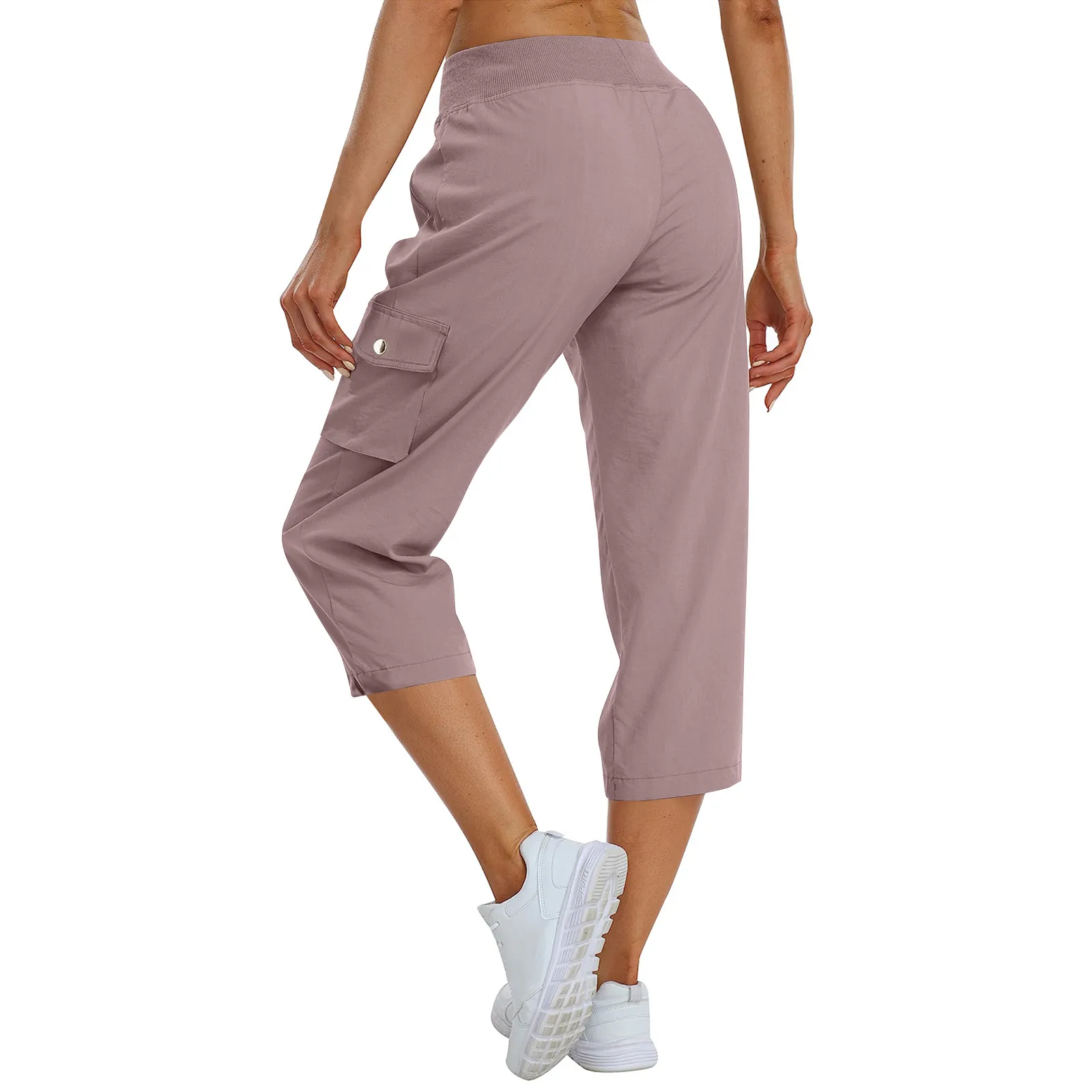 Zomer Cropped Broek Dames Cargo Broek Effen Jogger Multi-Pocket Elastische Taille Sportbroek Streetwear Casual Capri