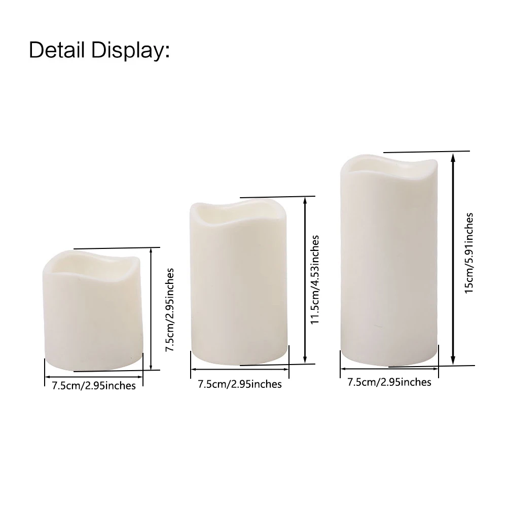 3pcs/ Set LED Flameless Flickering Candles, LED Pillar Candles Light Color Changing with 18-Key Remote Timer Battery Operated view 6