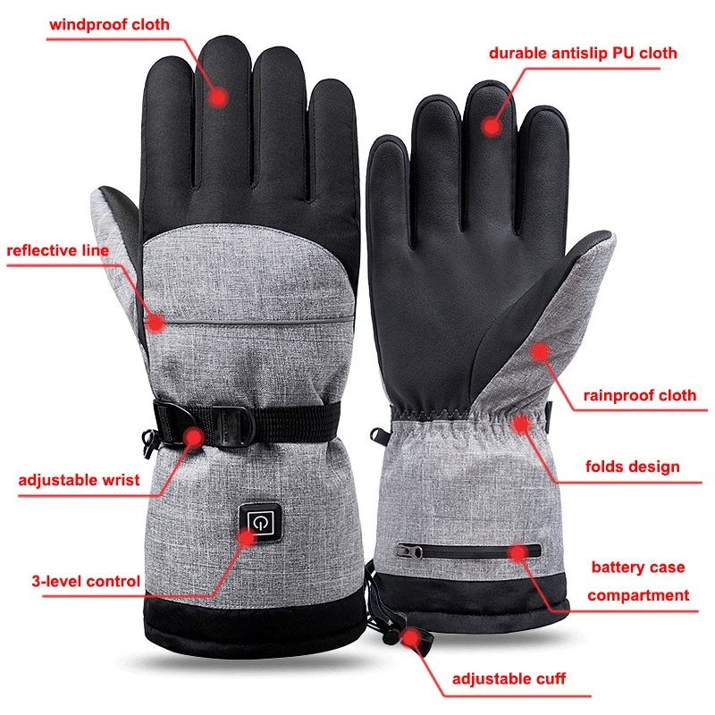 Heated Motorcycle Gloves Winter Warm Waterproof Gloves Guantes Moto Hombre Guanti Moto Invernali Luva Motocross Motociclistas