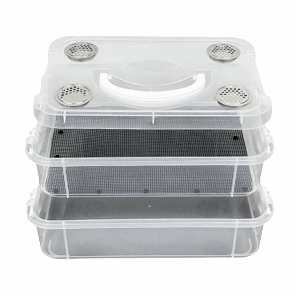 Transparent Mealworm Breeding Box Moisture-proof Double-Layer Bread Worm Filter Feeding Box Screening Feces Breeding