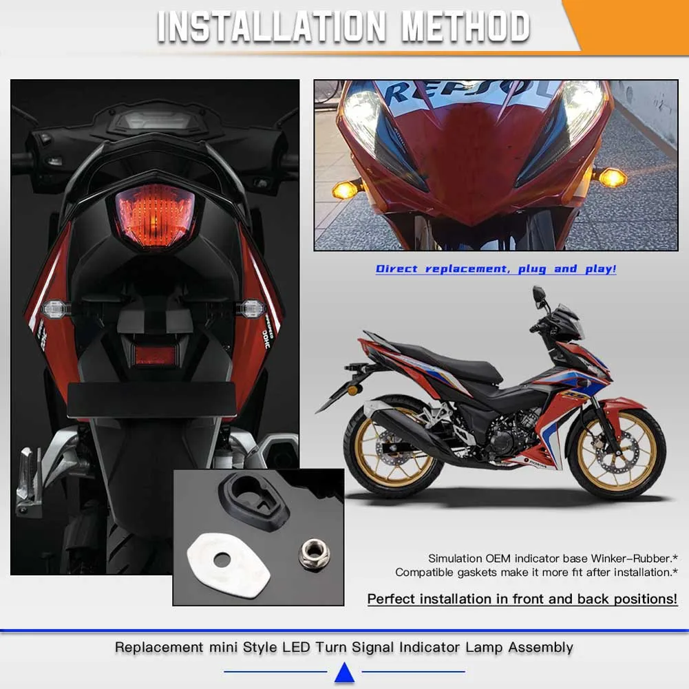 Mini 12V Flasher Turn Signals Motorcycle LED Lights Amber For Signal Rocket Launcher Fz8 Booster Mbk Atv & Utv Accessories view 4