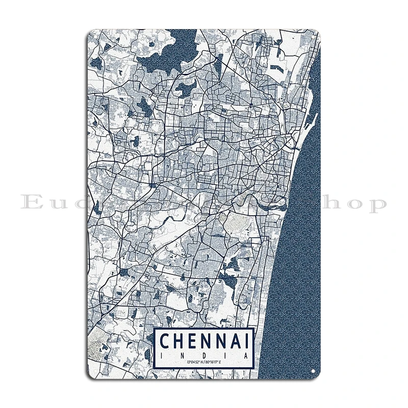 Chennai India Starry Night Vintage Travel Tourism Metal Sign Design Wall Mural Decoration Create Chennai Tin Sign Poster