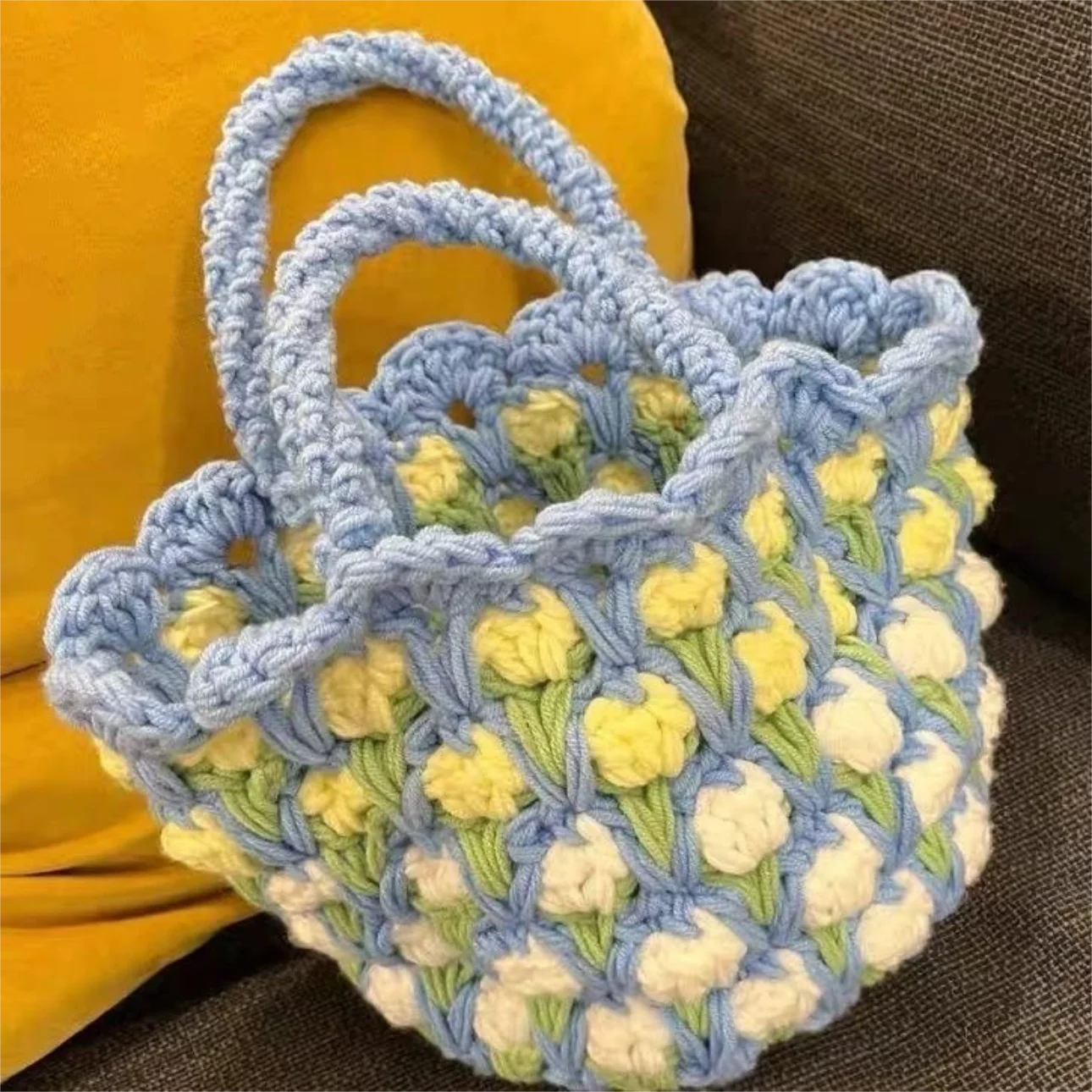 Spring Tulip Bag DIY Material Pack,Beginner Handmade Weaving Bag with Tutorial Weaving Materials,Heartfelt Gift for Girlfriends