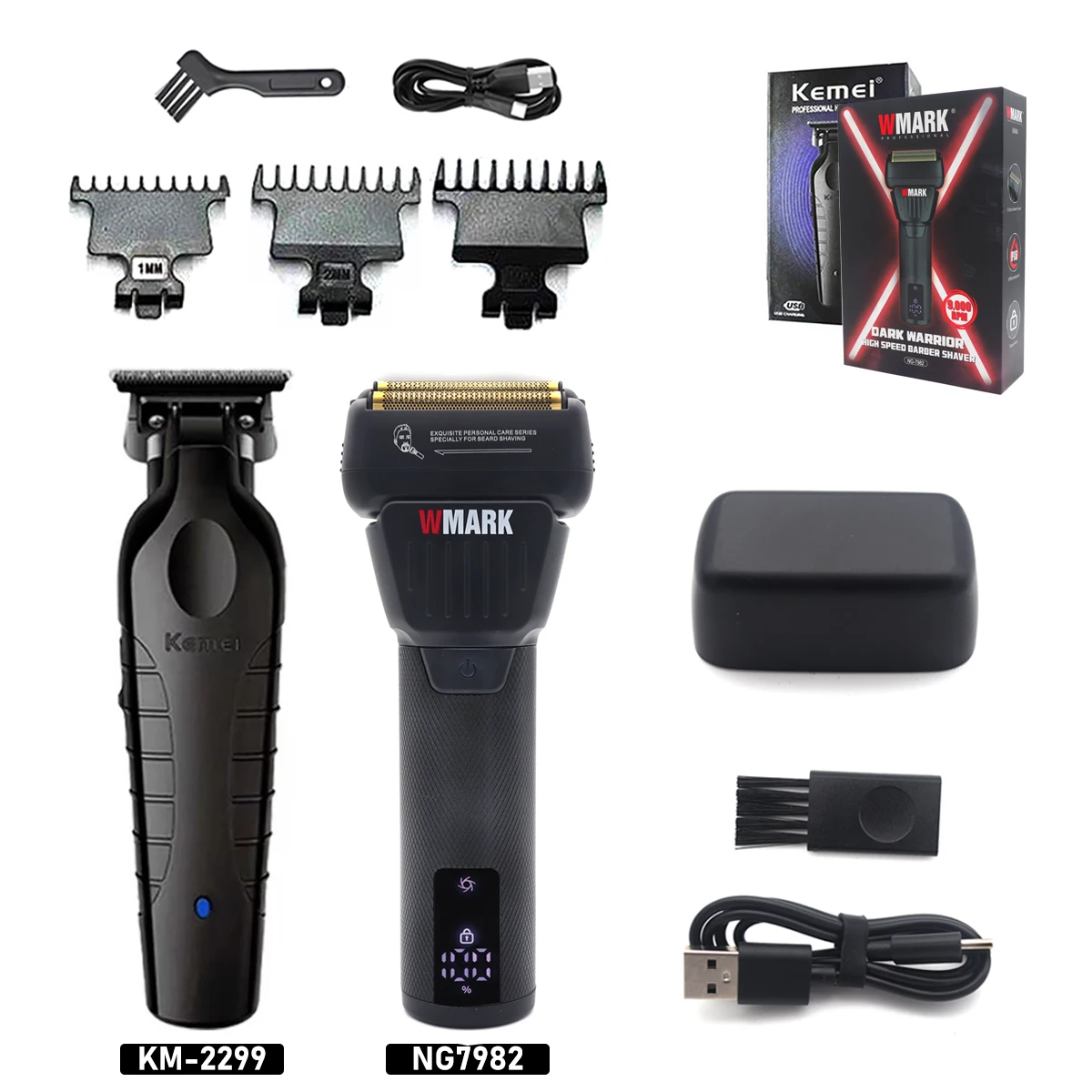 WMARK NG-7982 Men's Electric Shaver 9000RPM Double Foil LED