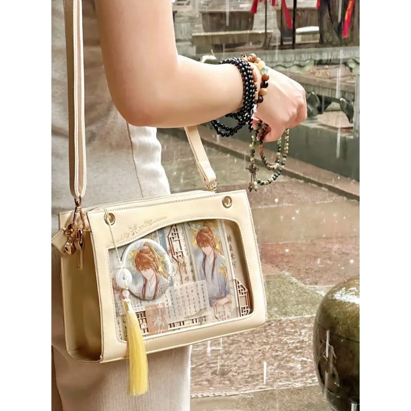 

Solid Color Handbag Women Anime Transparent Ita Bag Ladies Square Unique Design Large Capacity Multifunctional Shoulder Bag