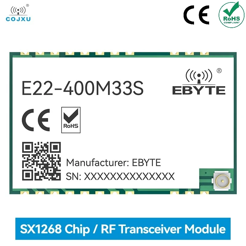 SX1268 RF Transceiver Module 433/470MHz LoRa Spread Spectrum 2W 16KM COJXU E22-400M33S 32M High-Precision TCXO SPI SMD