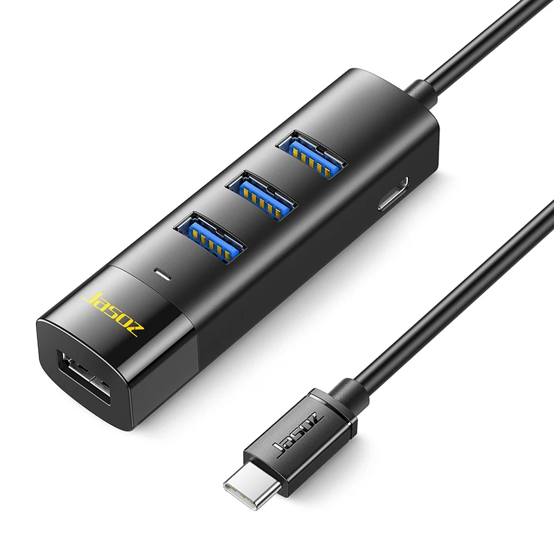 Jasoz USB 3.0 HUB Hoge Snelheid 4 Poorten USB-A Type-C naar USB 3.0 Hub Splitter Multiport Adapter voor Laptop PC MacBook Pro USB C Hub