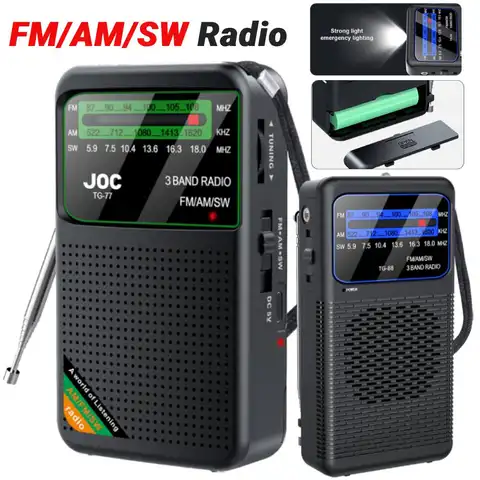 TG66 TG77 미니 풀밴드 트랜지스터 라디오 FM/AM/SW 라디오 타입-C 충전 비상용 포켓 라디오 (HD 디스플레이 화면 포함)