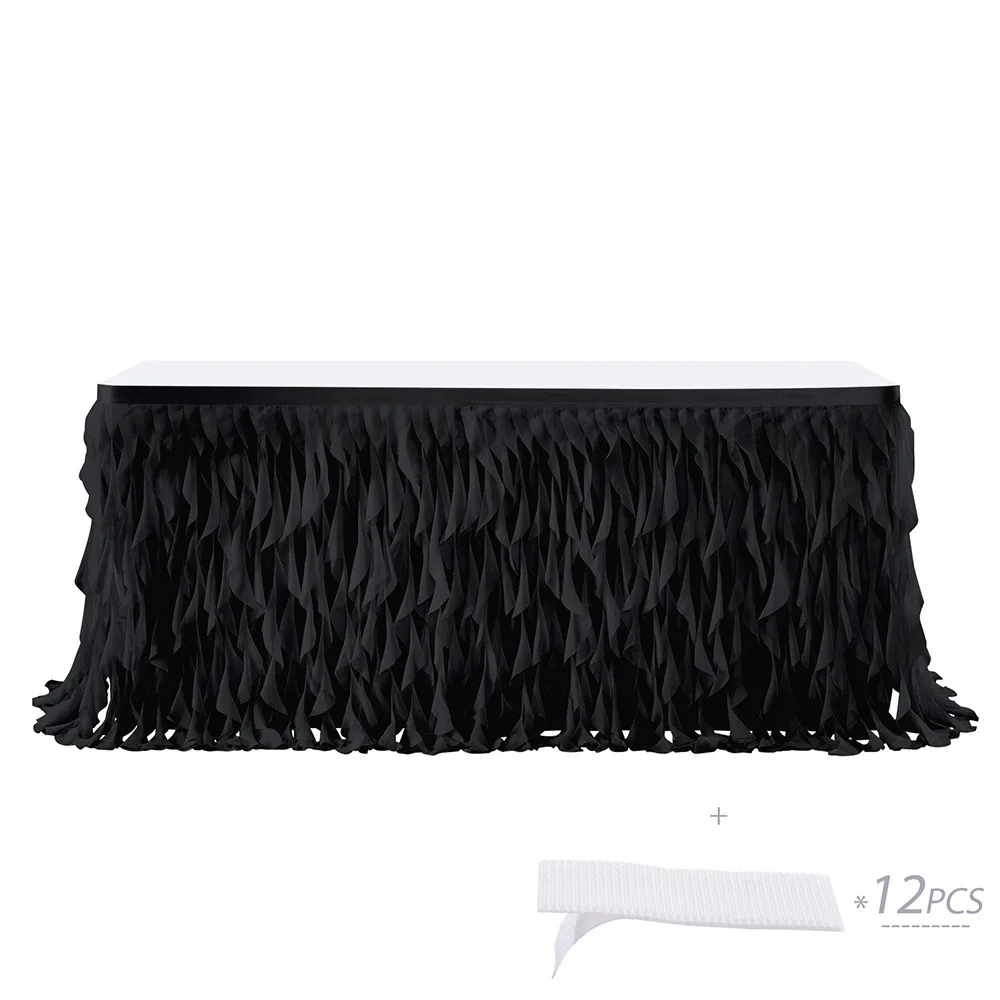 Multicolor Tulle Table Skirt Rectangle 183cm*76cm Table Skirt Photo Props Curly Design Wedding Table Skirt Event Decoration
