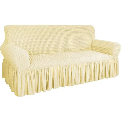 Bogda Gossamer Seat Sofa Cover Set Stretch Fitted Skirted Seat Sofa Cover (3kişilik) Set On Yellow