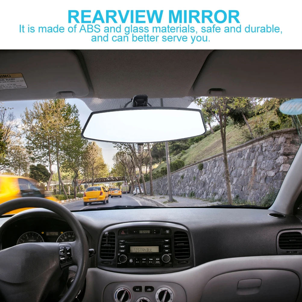 

Large Field Rear View Mirror Car Wide Angle Interior Automotive ABS Glass Easy Install Practical Driving Safety
