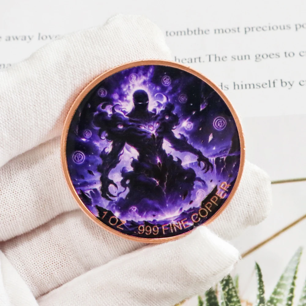 1pc 1 OZ .999 Fine Copper Void Shadow Demon Commemorative Coin Dark Fantasy Monster Art Copper Coin Collectible Souvenir Gifts