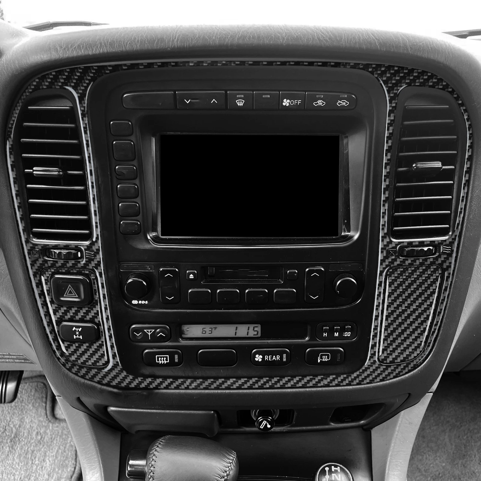 For Lexus LX470 For Toyota Land Cruiser 1998-2002 Carbon Fiber Central Console Radio CD Panel Trim Set Car Accessories Sticker