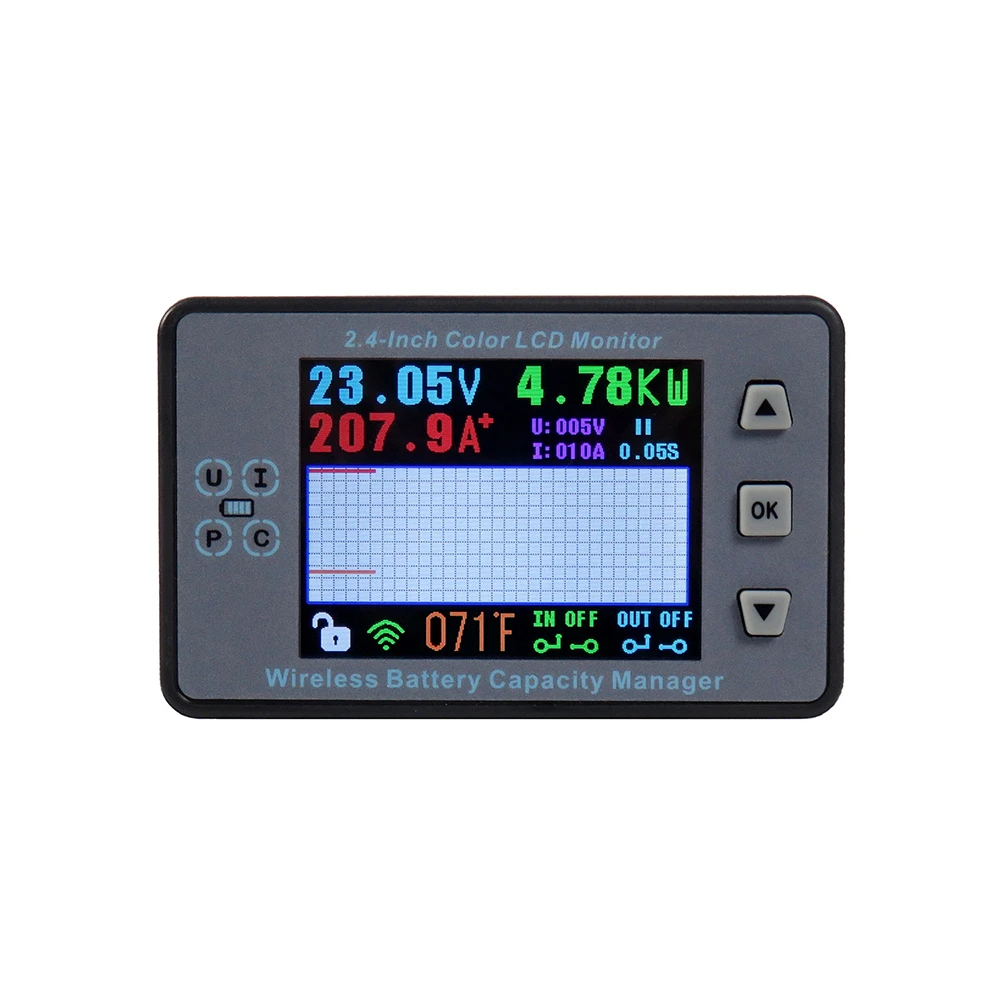 120V 300A VAC8810F 2.4 inch Color LCD Wireless Battery Capacity Tester Coulometer Current Voltage Power Meter Detector Voltmeter