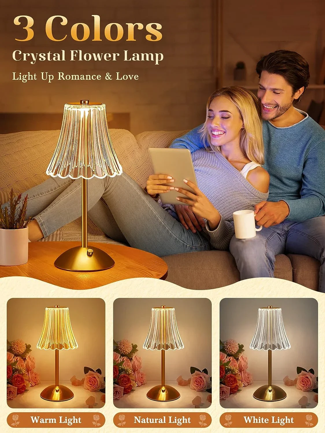 Table Lamp   Sensor Desktop Night Light Rechargeable Wireless Reading Lamp  Restaurant Hotel  Bedroom Decor Light