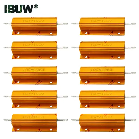 100W Aluminum Housing Power Resistor High Wattage Wirewound Resistor 0.01Ω–150KΩ Assorted Values