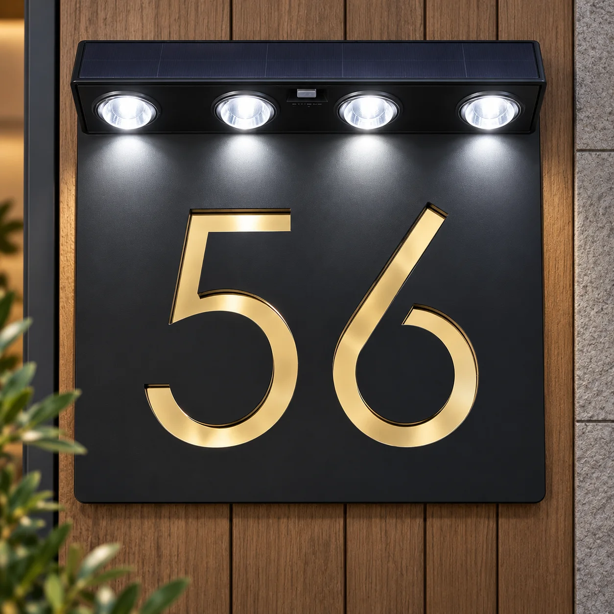 Personalized Solar LED Light House Number Sign Address Plaque Family Entrance Door Sign Custom For Outdoor IP65 Wall Plate Gift