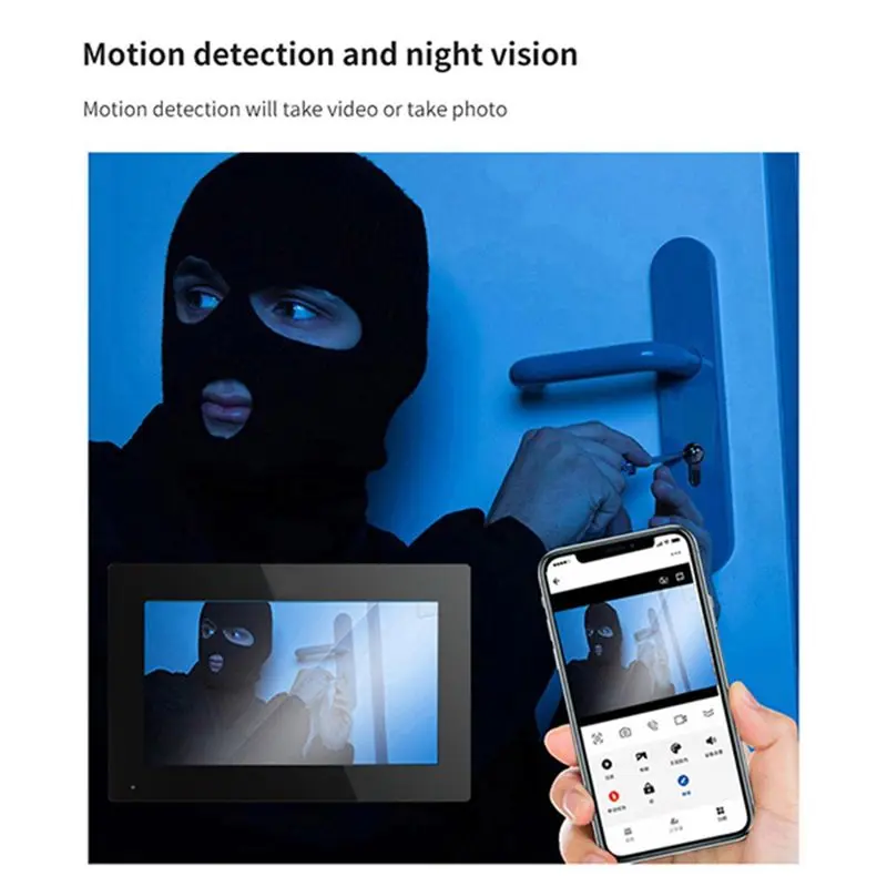 Wired Video Doorbell Apartment Intercom 7In Full Touch Monitor System TUYA Wifi Home Video Intercom Door Phone Kits UK Plug-Y41A