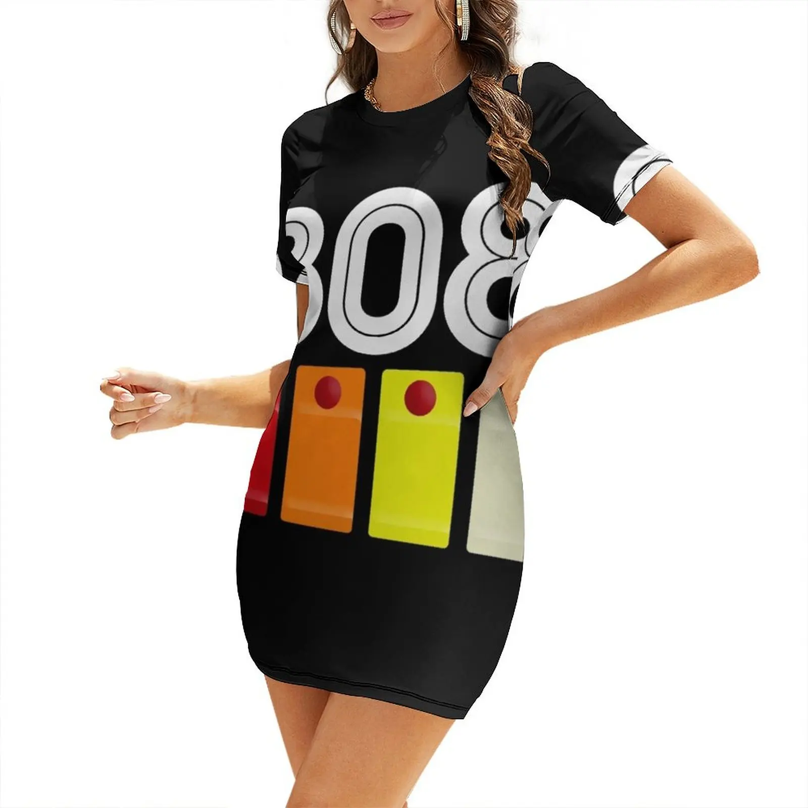 

808 Drum Machine Button Grid Design Short Sleeved Dress summer dresses ladies 2025 summer dress women 2025