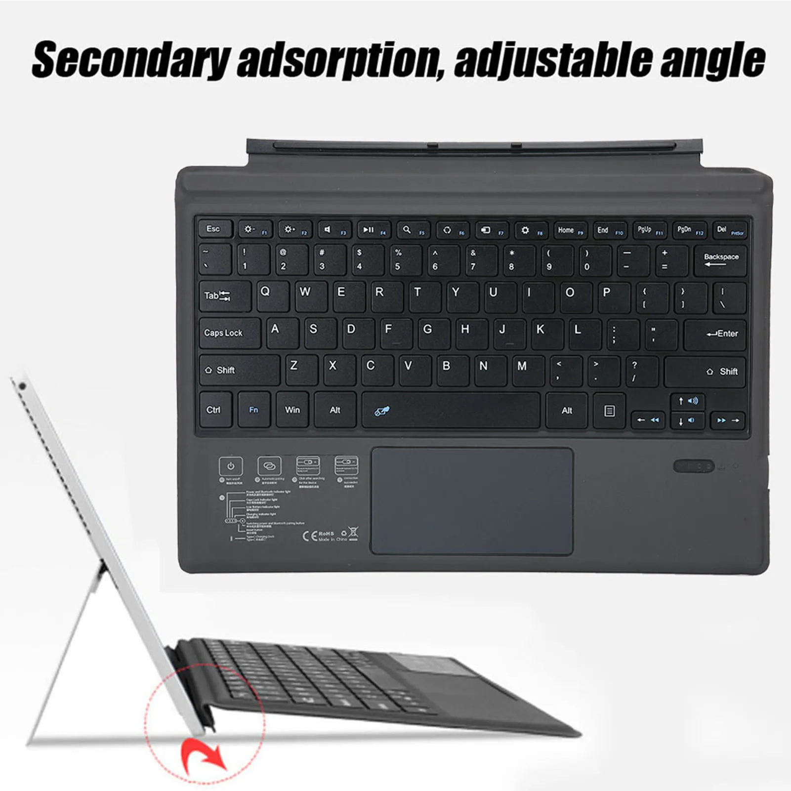

Bluetooth Keyboard Keyboard Bluetooth Wireless Magnetic Absorption Slim Keyboard For Microsoft pro3/4/5 Tablet PC