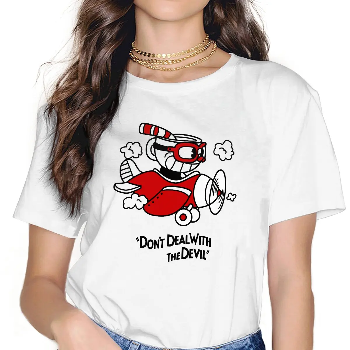 Game Cuphead Do Not Deal With The Devil Tshirt Graphic Girl Tops Vintage Fashion Summer Streetwear Fibre Harajuku T Shirt