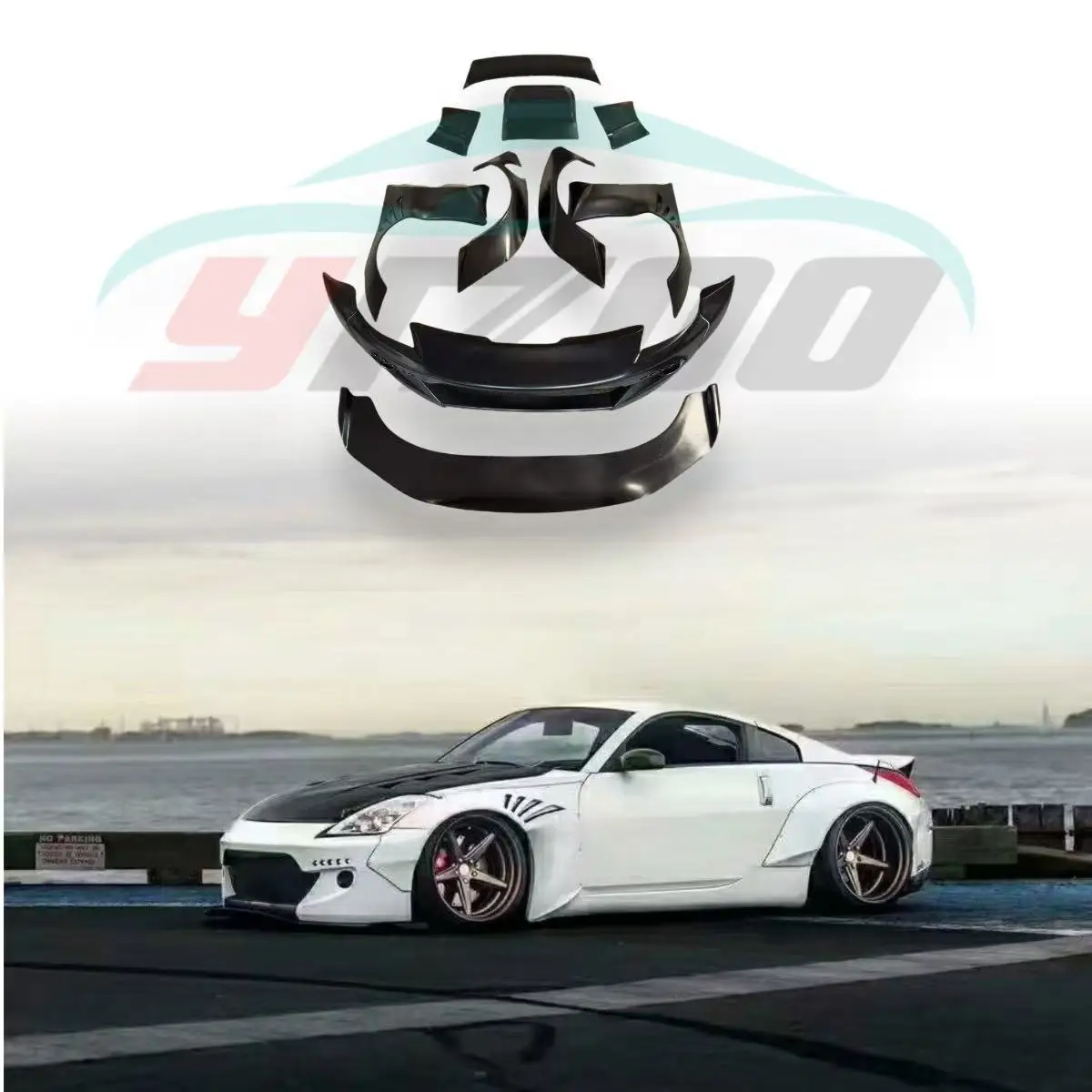 Suitable for Nissan 350Z Modification and Upgrade Rocket Rabbit Wide Body Surround Kit Front Bar Wide Body Fender Rear Lip