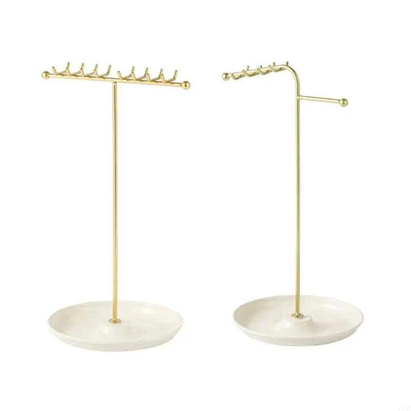 

Elegant Sturdy Metal Necklace Holder Jewelry Organizers with Bracelet and Earrings Display Home Organization Daily Use