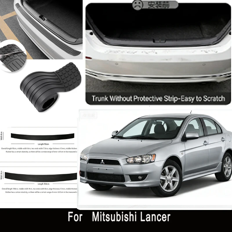 

For Mitsubishi Lancer Rear Trunk Guard Plate Sticker Car Rear Bumper Trim Anti-Kicked Scratch Protector Sticker Strip