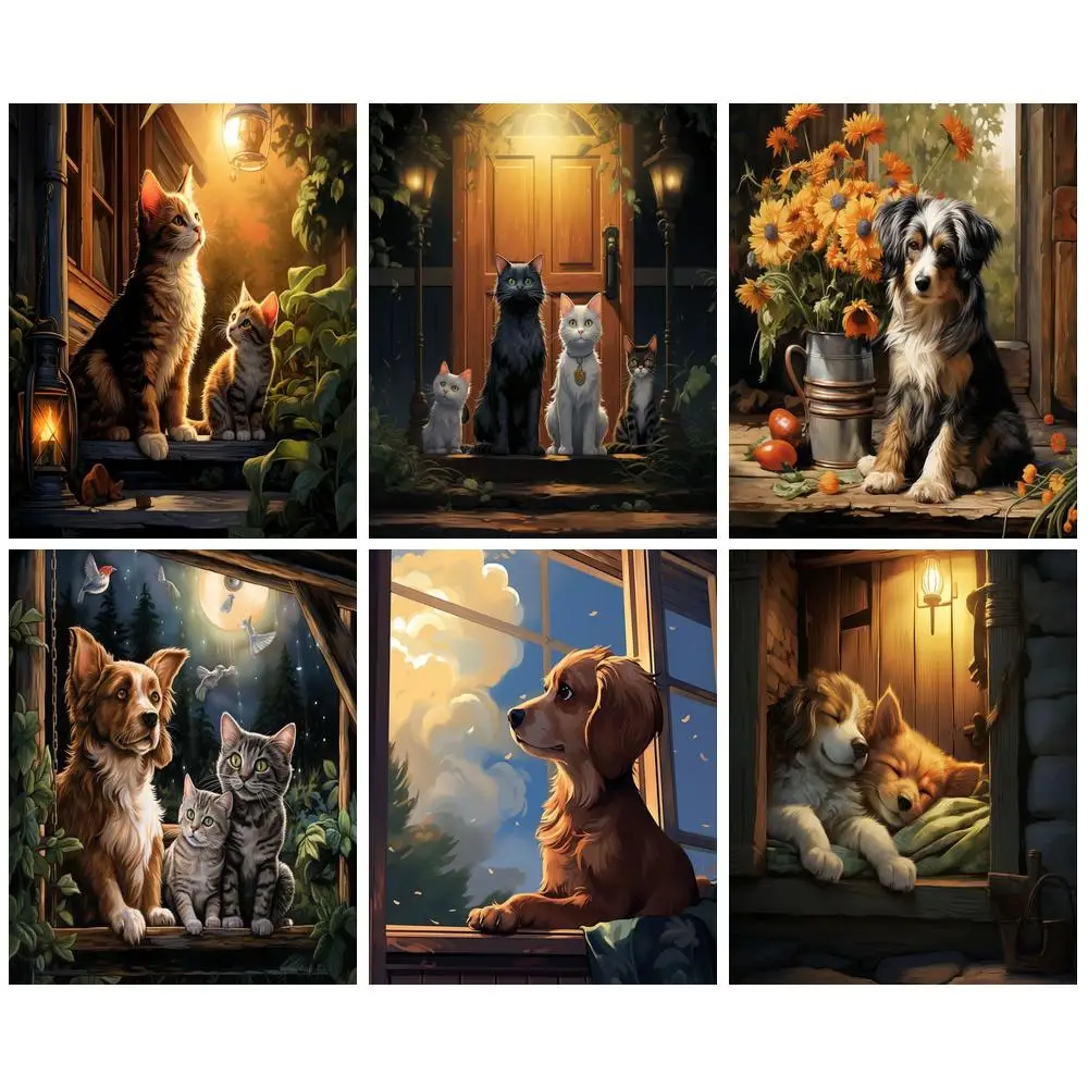 RUOPOTY Paint By Numbers Living Room Decoration Picture Drawing Dog Animal 40x50cm Picture Diy Making Kits Coloring By Numbers
