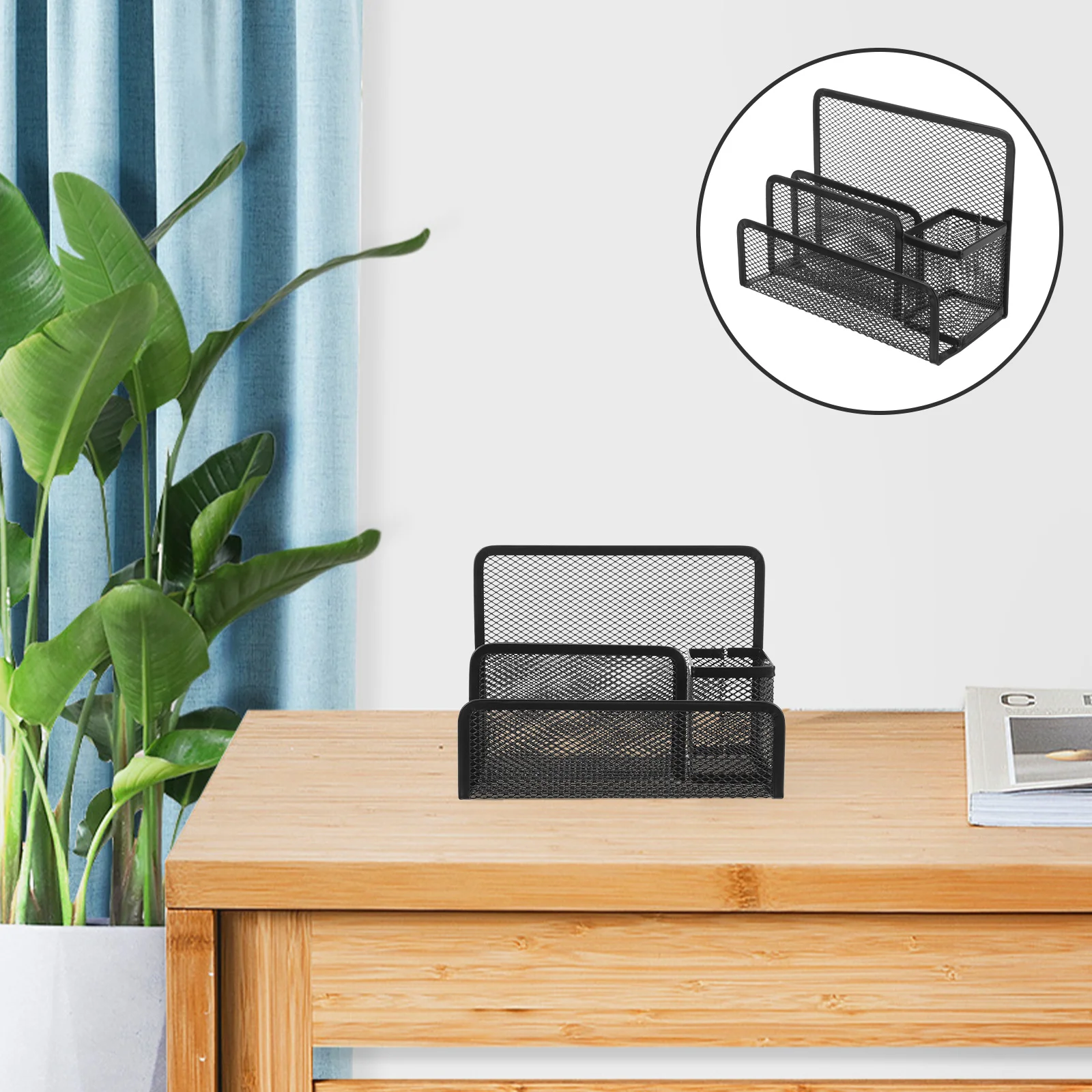 

Tabletop File Organizer Rack Metal Mesh Storage for Desktop Use Holds Documents Magazines Books Simple Elegant Design for Office