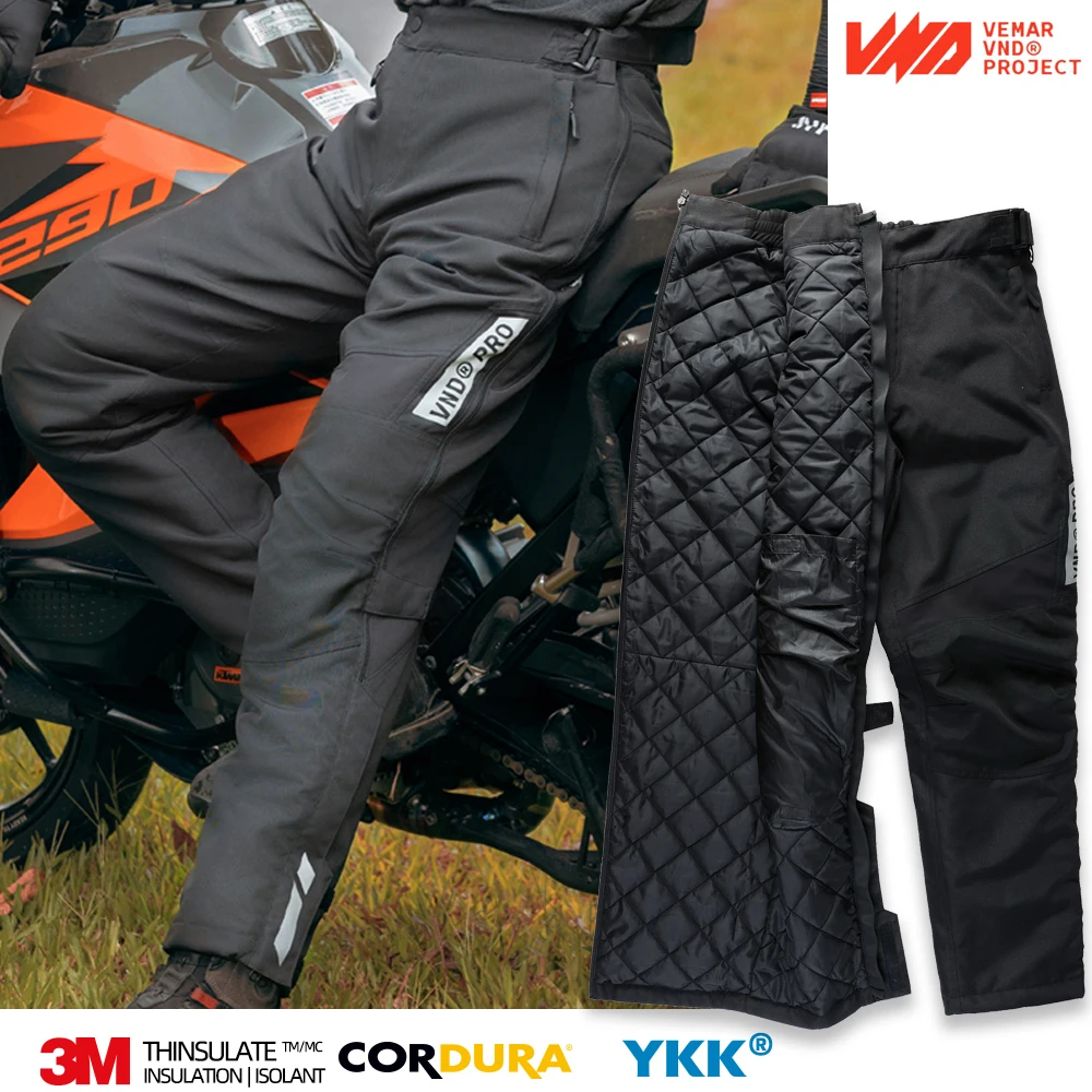 Men's Motorcycle Pants for Winter Warm Thinsulate Cotton Quick Release Pants Motocross Racing Trousers with CE 2 Protective Gear