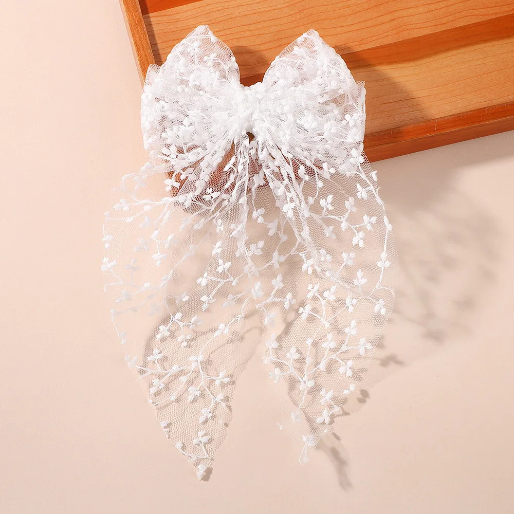 

1Pcs Lace Long Bow Hair Clip for Women Girls Elegant Big Ribbon Hairclip Fashionable Hair Bows Cute Gift Hair Accessory