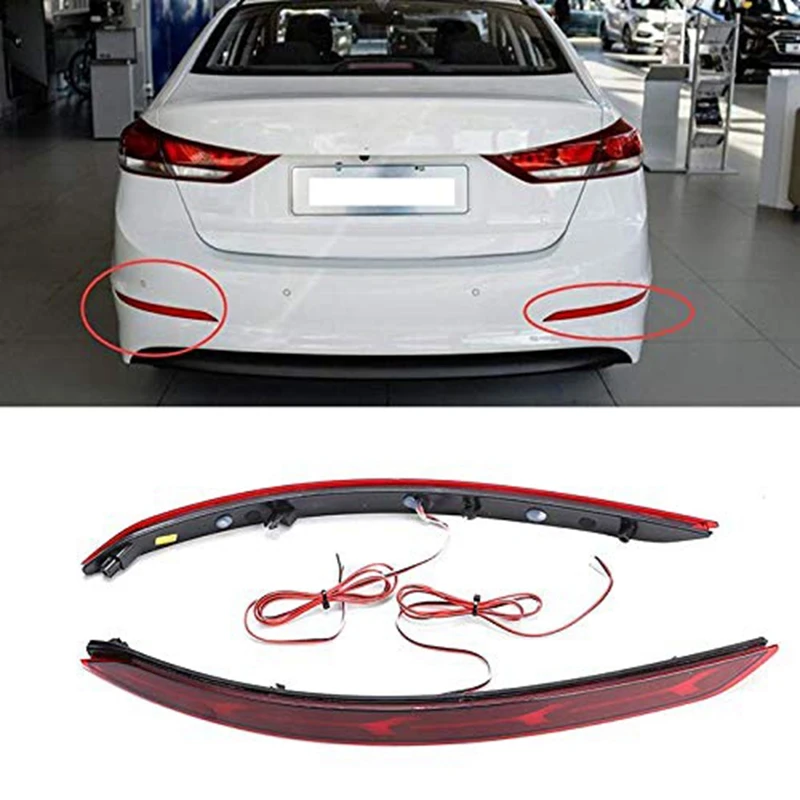 Fluid Style LED Bumper Reflector Tail Lights for Hyundai Elantra 2016 2017 2018 Brake Lights Turn Signal Lights Red