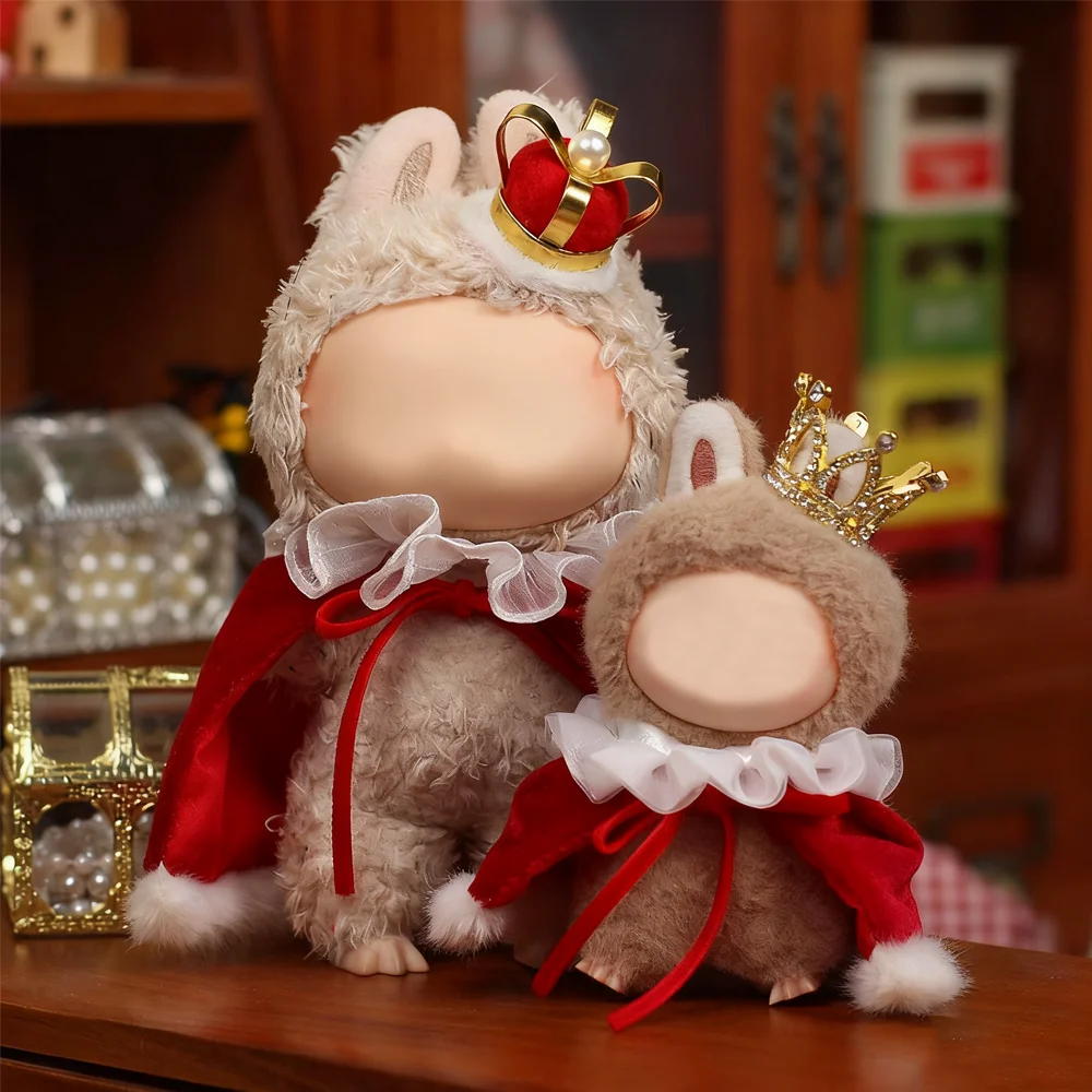 ملابس دمى صغيرة عباءة الملك ل 17 سنتيمتر/10 سنتيمتر Labubu الديكور الزي اكسسوارات مع تاج DIY بها بنفسك ازياء لدمية المعبود كوريا #1