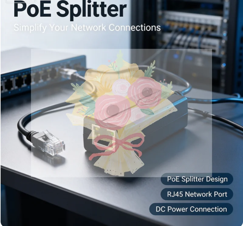 POE Splitter 48V To 12V IEEE 802.3af Output Power Over Ethernet Splitter Adapter Security System (Plug And Play)