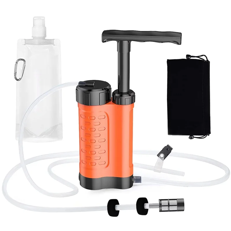 

Портативный открытый аварийный персональный фильтр для воды, 4-ступенчатая система фильтра, очиститель воды для выживания, Orange-B60B