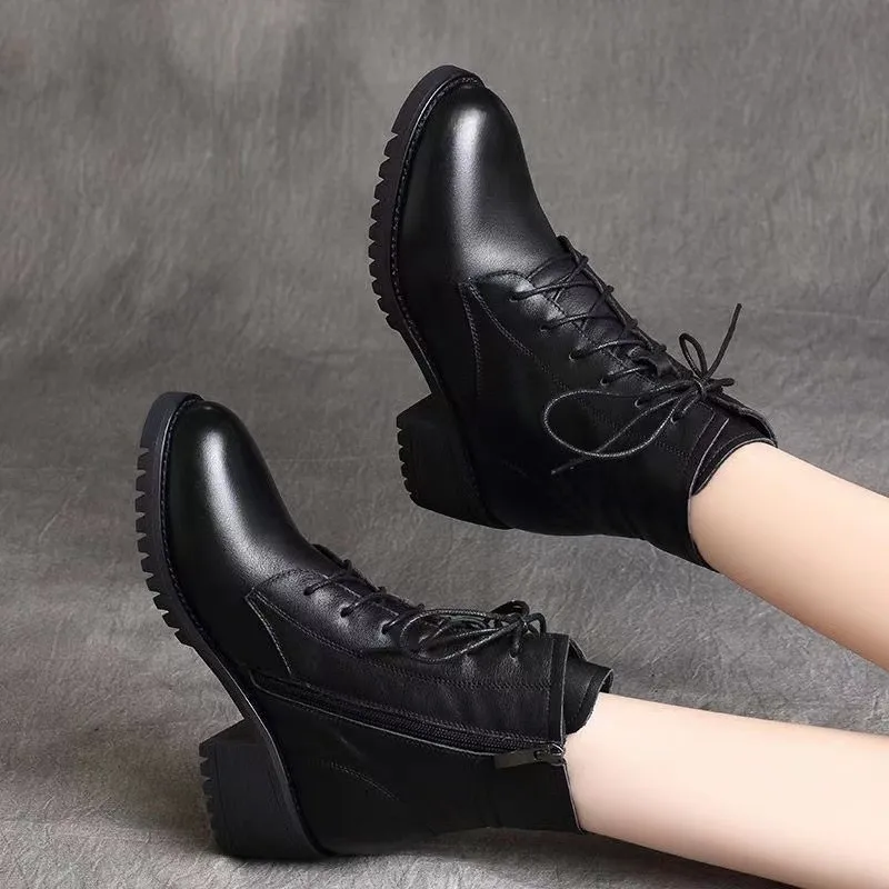 2024 Winter Women's Boots Plus Velvet Warm Short Soft Feet Casual Thick-soled Mother Boots All-match Women's Shoes