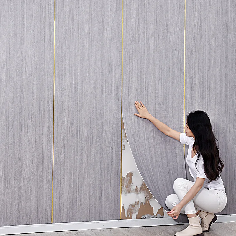 Fishbone Pattern Wall Sticker Self-adhesive Function Wall Panel Wear-resistant Home Decoration Wood Grain Series 3D Wallpaper