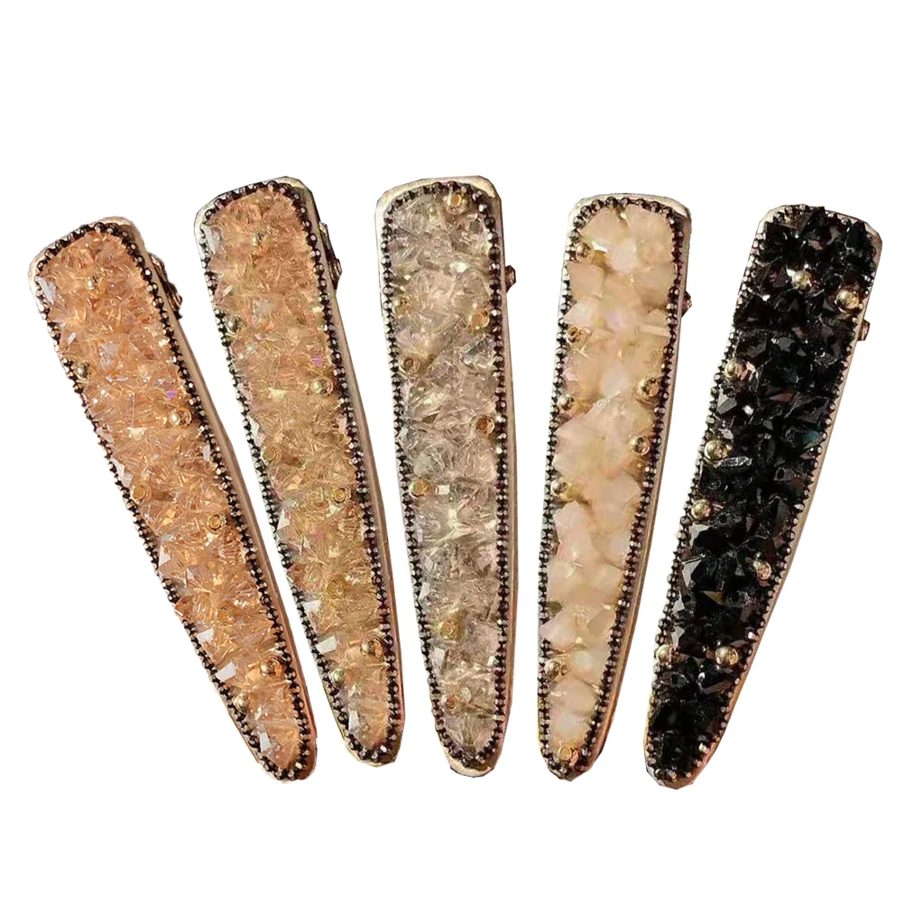 

5 Pcs Rhinestone Hair Clip Unique Drop Shaped Bang Clip Stylish Hairpin Women Wedding Party Daily Life Elegant
