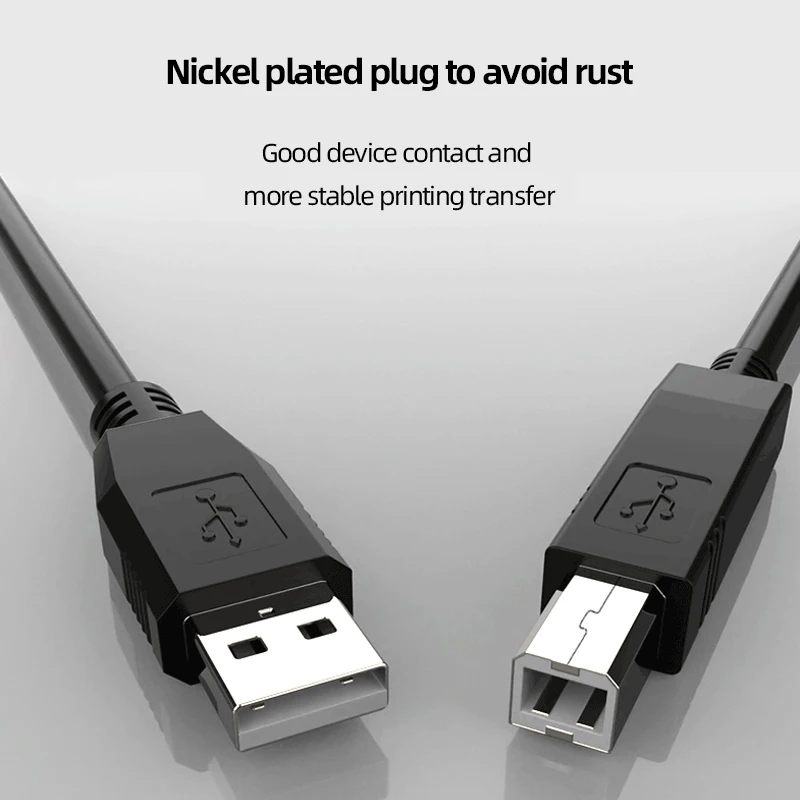 Square USB Port Interface Data Cable for Printers All-in-One Machines Scanners - Connects to Computers