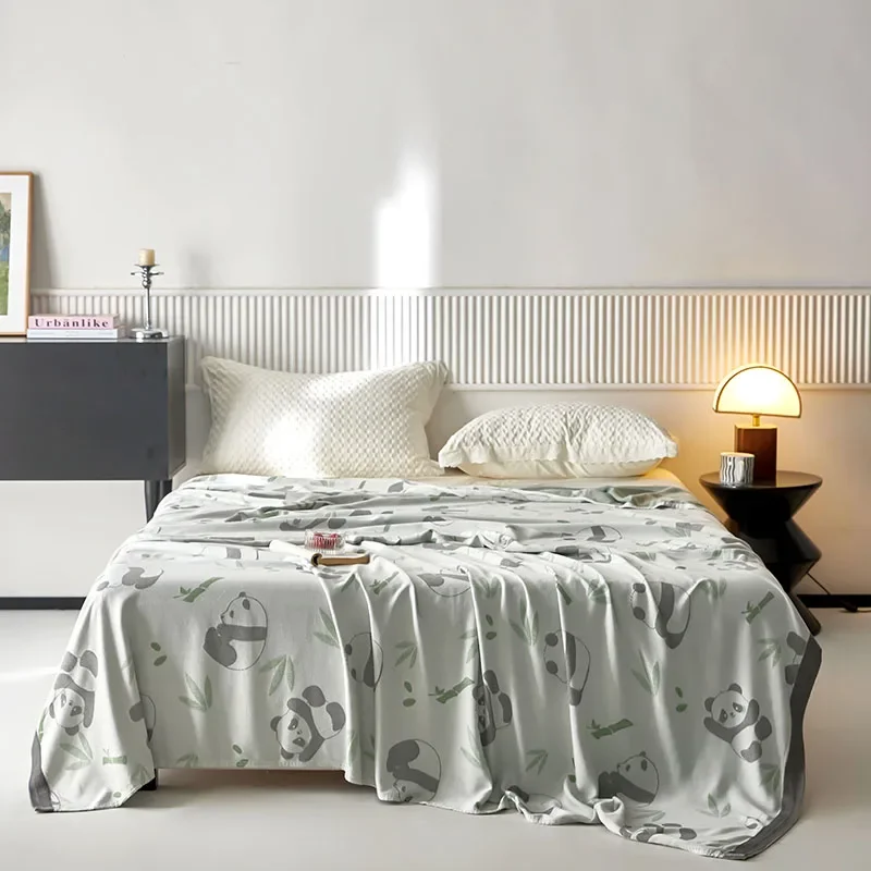 

1pc Blanket 100% Bamboo Fiber Blankets Cooling Feel Bed Linen Skin-friendly Towel Blankets Panda Plaid Sofa Shawl manta