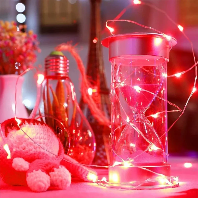 LED Outdoor Light String Fairy Garland Battery Power Copper Wire Lights For Christmas Festoon Party Wedding 8 Colors