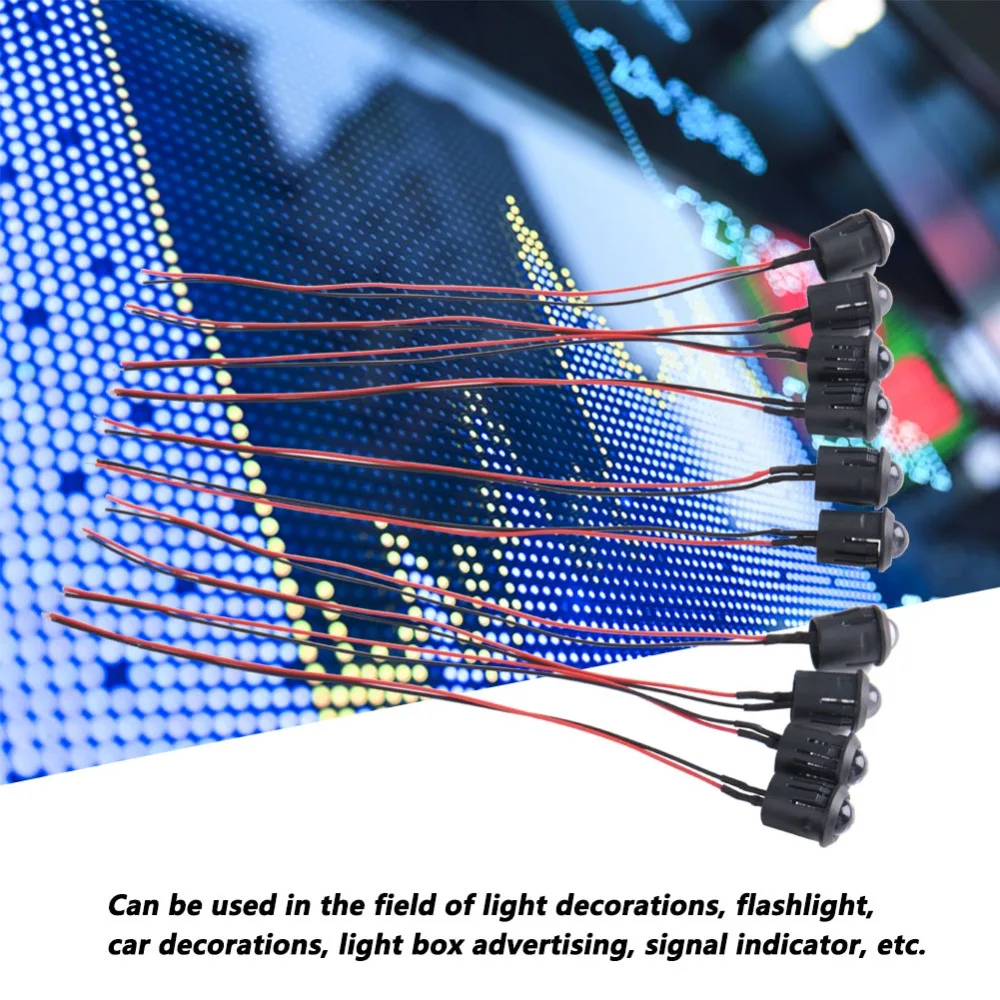 10PCS Low Power 12V LED Light Emitting Diode 10mm Green Constant LED White Ultra Bright LED Display Panel