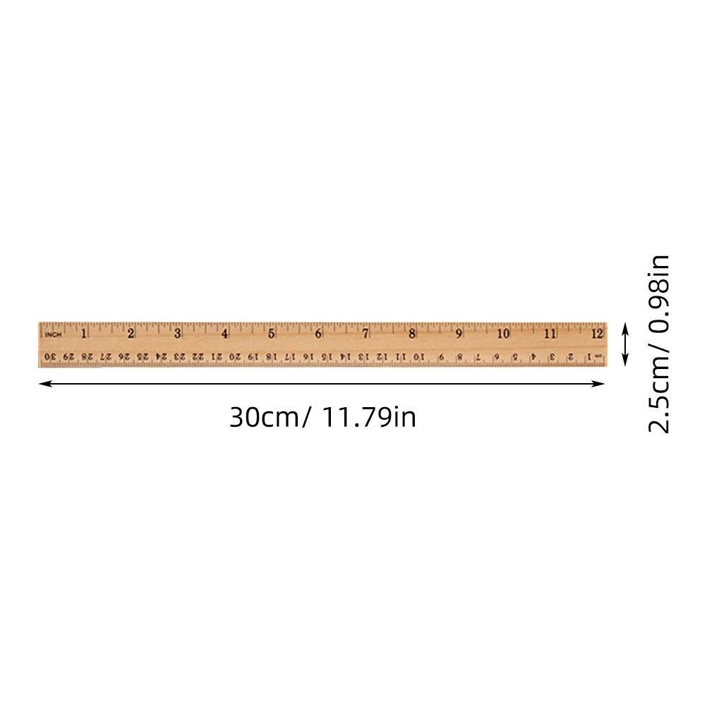 30Pcs High Accuracy Wooden Straight Ruler Dual Scale Measuring Tool Ideal for Student Classroom Use 30Cm Wooden Straight Ruler