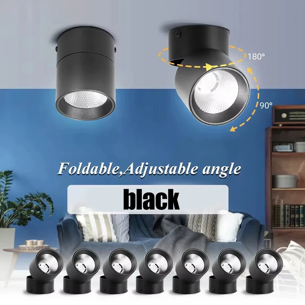 Foldable LED Downlight Surface Mounted Spotlight Adjustable Ceiling Pin Light for Bedroom Living Room Kitchen Home Store Decor